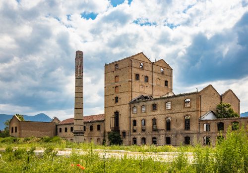 An old disused factory on a brownfield site