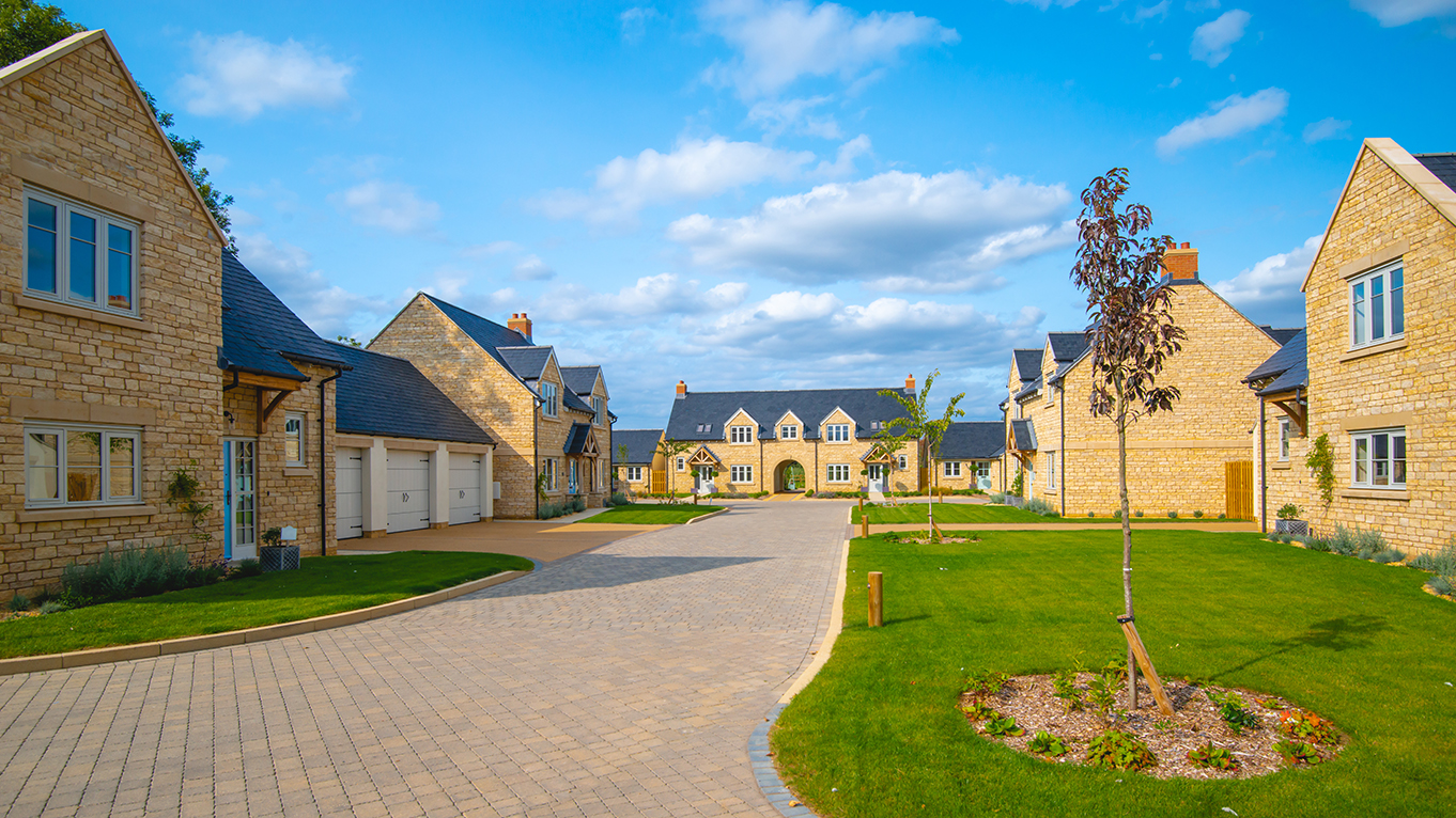 View at new modern English Estate.