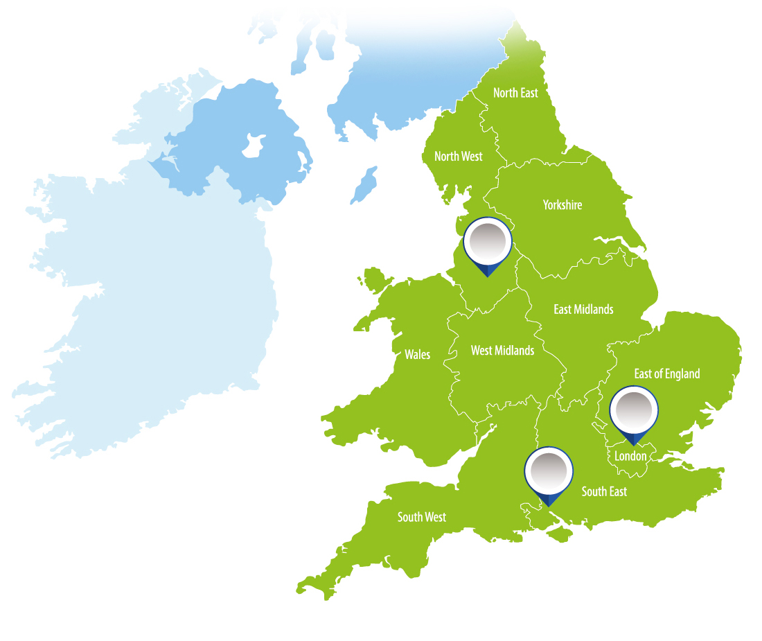 A map of England featuring Japanese knotweed hotspots